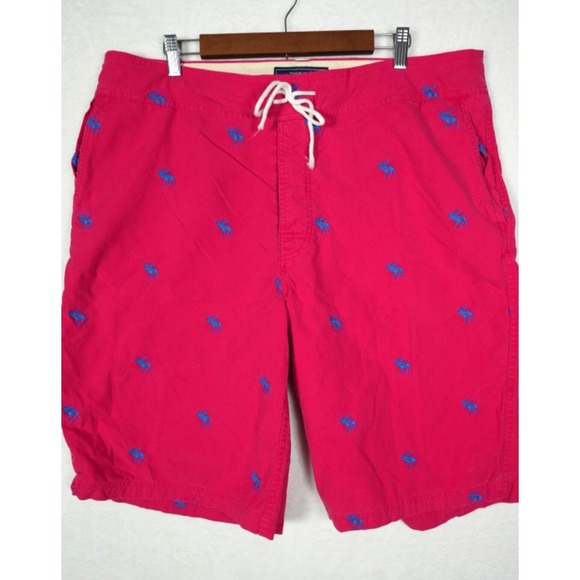 Abercrombie & Fitch Other - Abercrombie & Fitch‎ Shorts Mens XL Red Moose All over Print Bermuda Baggy